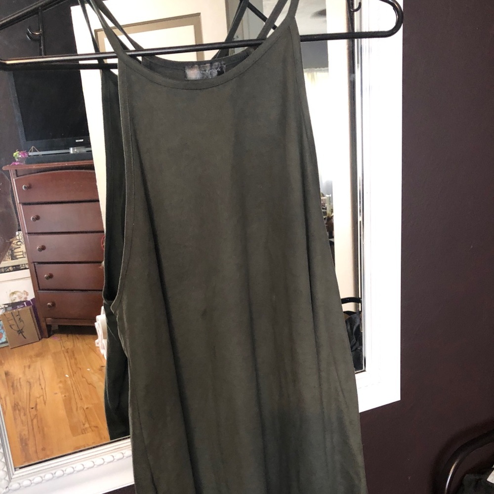 Green faux suede top